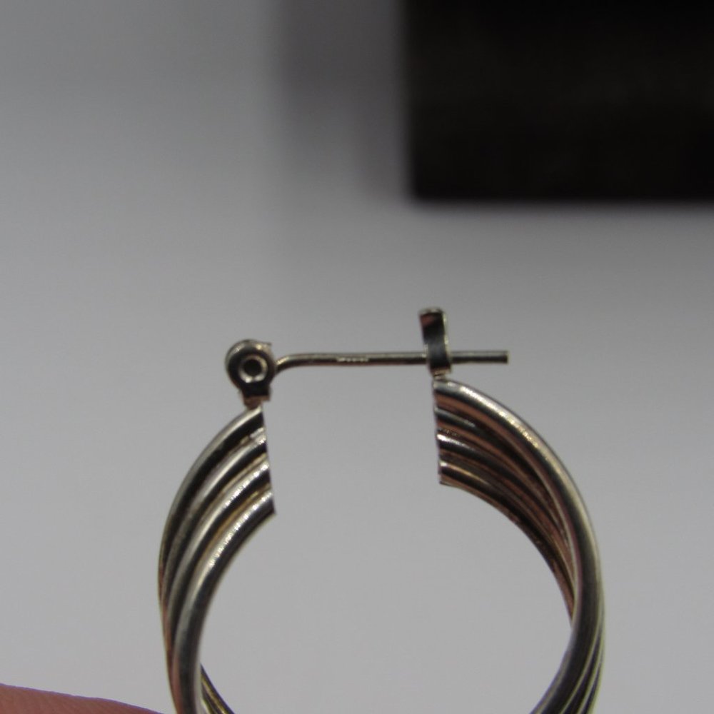 Sterling Silver Odd Layered Wire Dangle Earrings - image 3